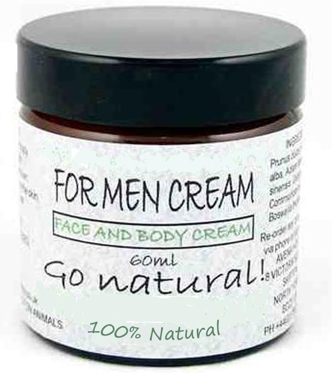 Men's Moisturiser Face Cream: 100% natural for smooth, hydrated, younger looking skin, all skin type 60ml