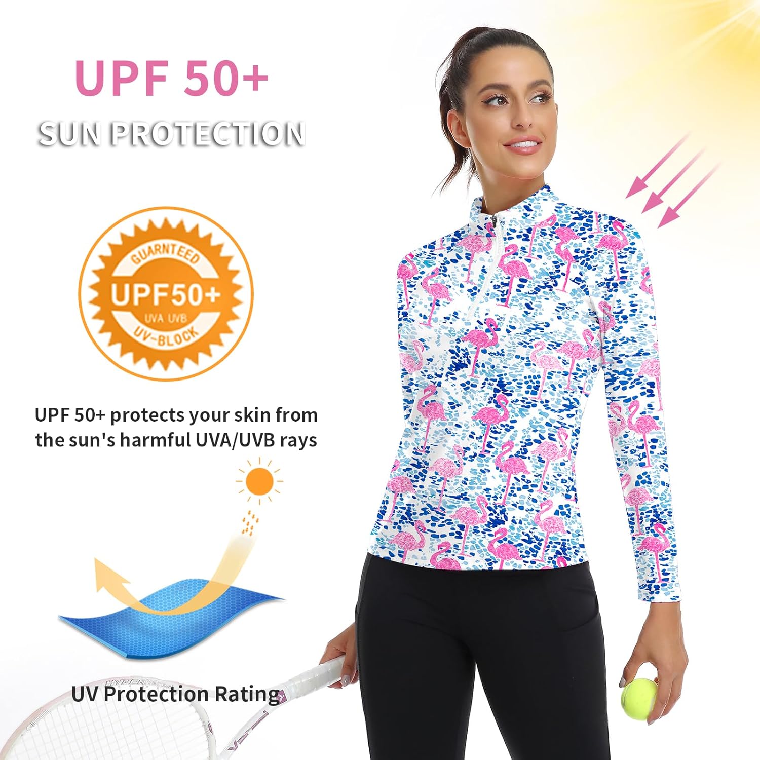 Soneven Women's Quarter Zip Polo Collared Golf Shirt Moisture Wicking Shirts Slim Fit for Casual Work - Image 3