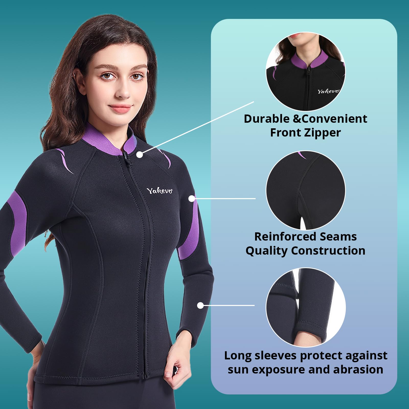 Traje de neopreno para hombre, 2 mm, manga larga de 3 mm, chaqueta de traje de neopreno para hombre, cremallera frontal, cálido, chaquetas elásticas para hombre