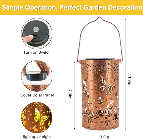 Miniatura 5 de Paquete de 4 faroles solares de mariposa para mujeres, mamá, abuela, para exteriores, impermeables, decoración de jardín, luz decorativa LED