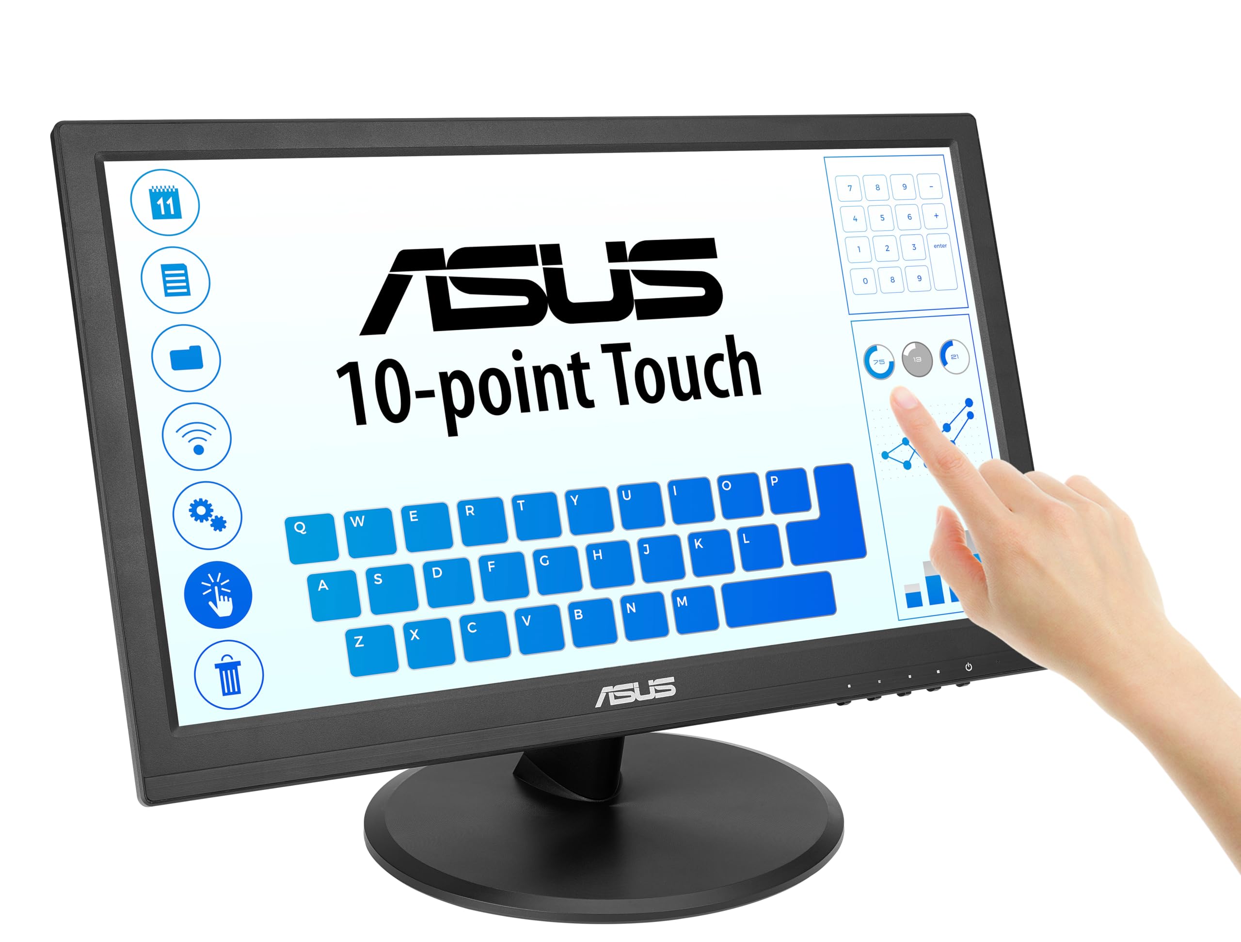 ASUS VT169HE 15.6 Zoll HD IPS 60Hz Touchscreen Monitor | TÜV-Zertifiziert Flicker-Free, Blaulichtfilter, 10-Punkt-Touch, Rahmenlos, Home Office, Vesa, HDMI, D-Sub