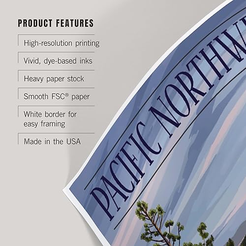 Miniatura 3 de Pacific Northwest, View of Sound and Mountains 100046 (impresión artística de 12.0 x 17.9 in, póster de viaje)