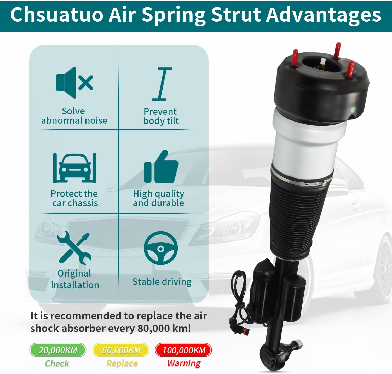 Front Right Air Suspension Shock Absorber Strut 2213201838 for Mercedes-Benz S550 S450 S350 CL550 2007-2013 4MATIC AWD OE 2213200538