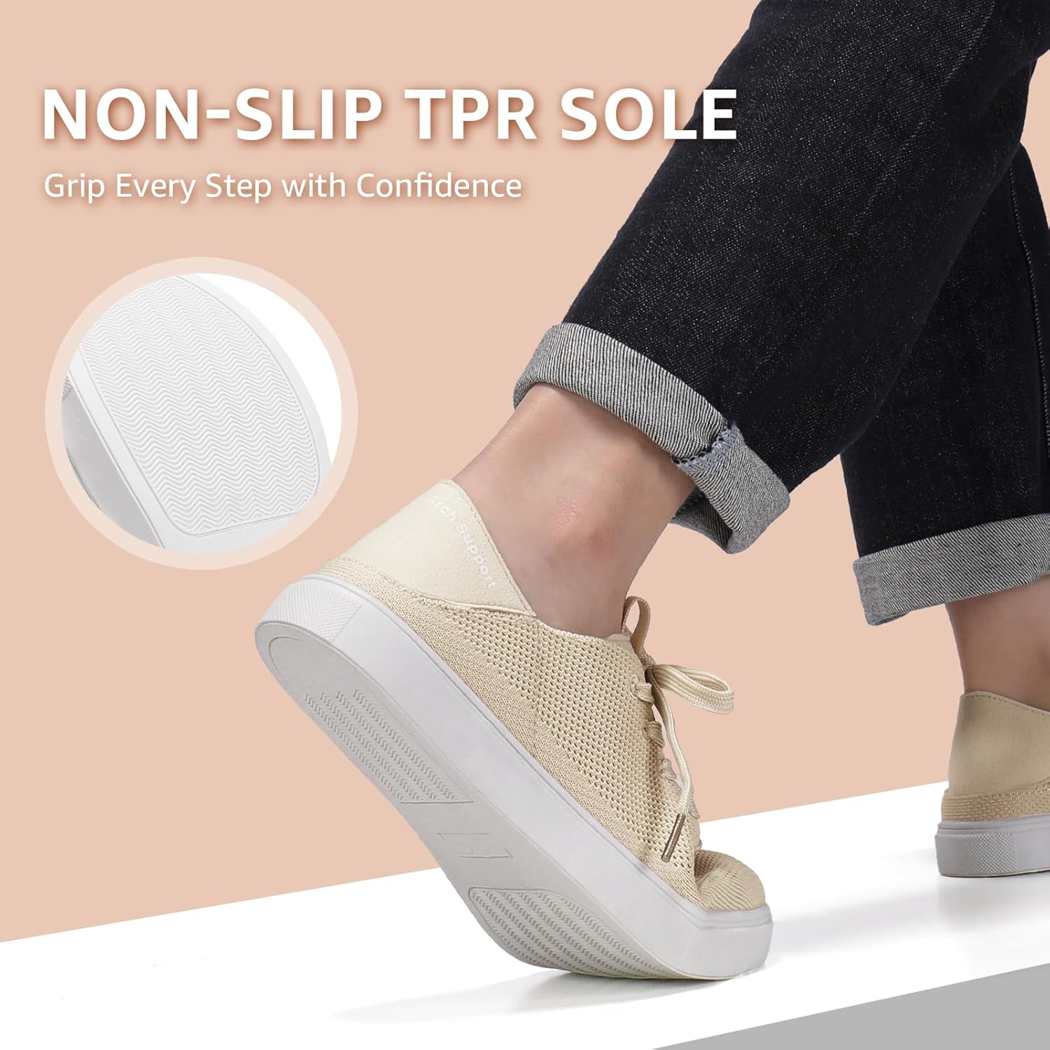 STQ Women's Fashion Sneakers with Fold-Down Heel | Easy Slide-On Casual Shoes for Travel, Work Commute, Daily Wear - Image 8