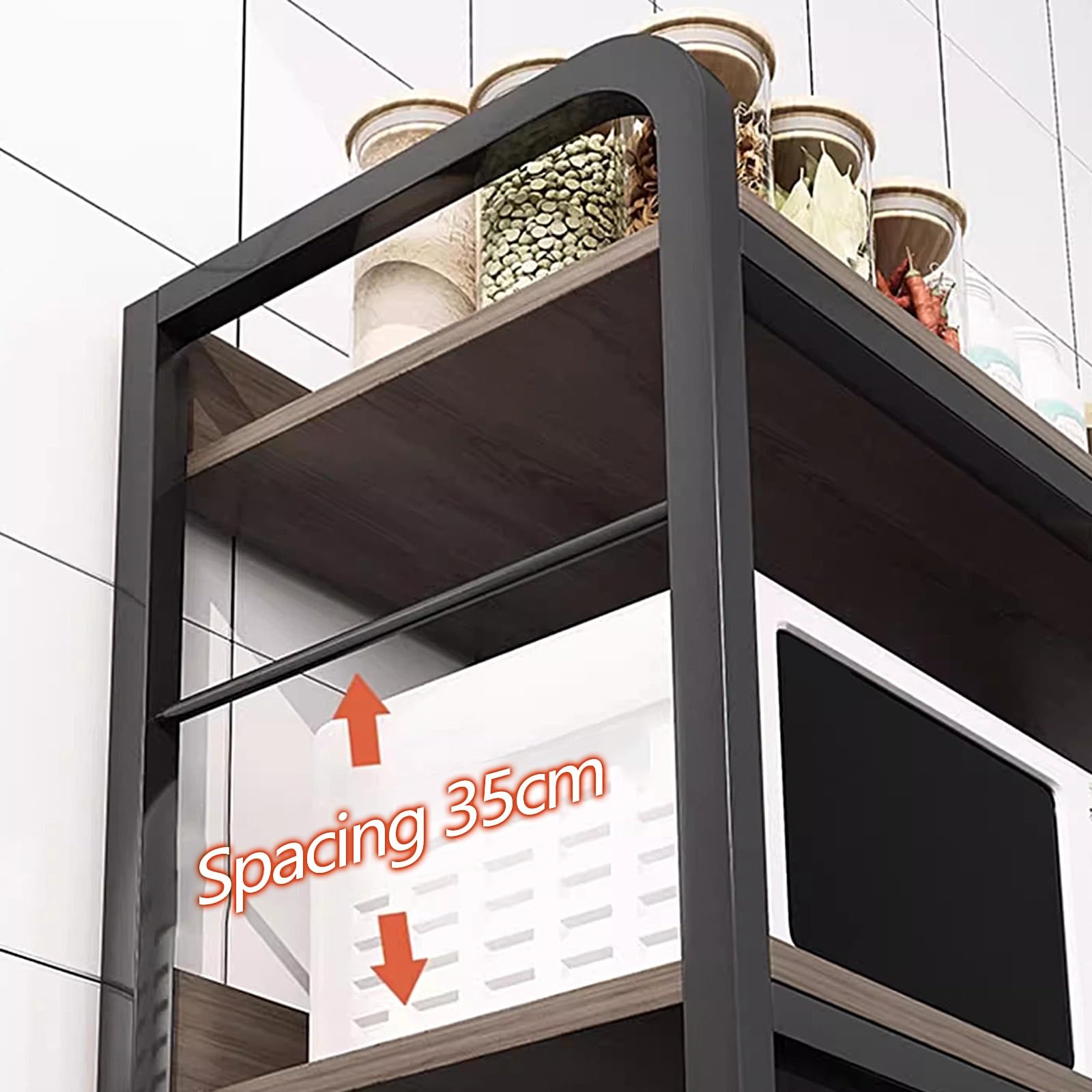 Scaffale a 5 ripiani con robusto telaio in acciaio, ideale per balcone, bagno, cucina, scaffale multiuso per la decorazione della casa