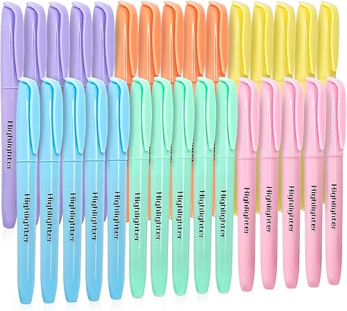 V-Opitos Paquete de 30 resaltadores en 6 colores pastel, resaltadores brillantes con puntas de cincel suaves, ideales para suministros de oficina y