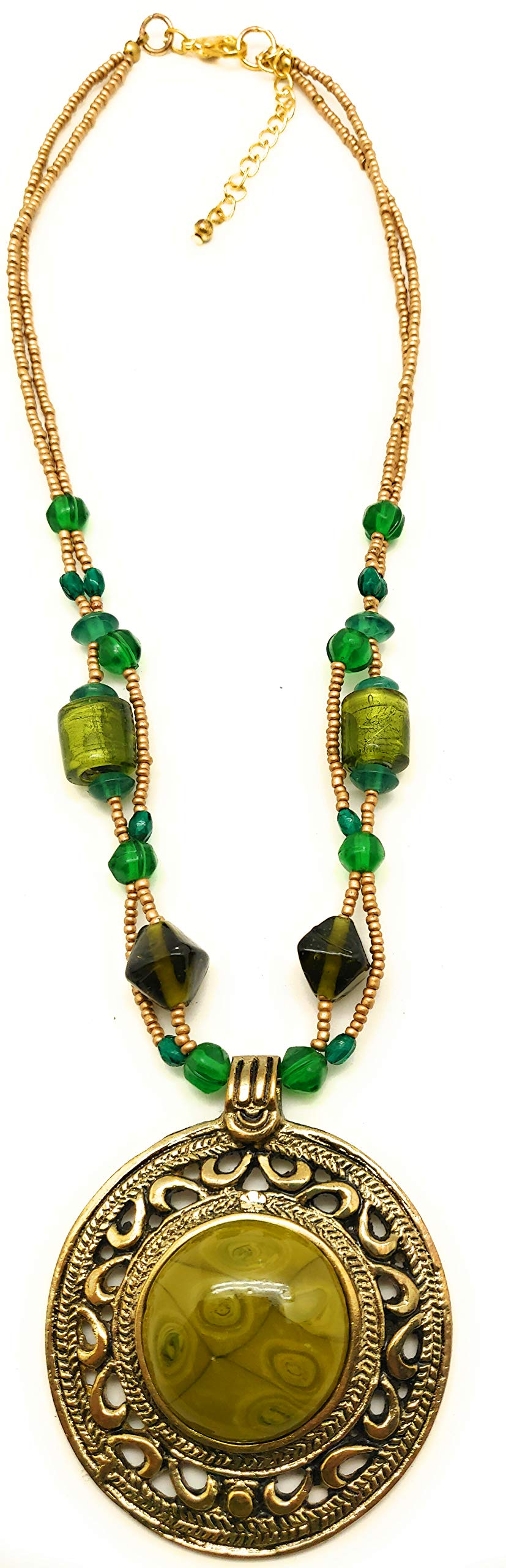 DCA Brass Glass Women Necklace (Green-Gold) (B01KO7ZWBU) Amazon Price History, Amazon Price Tracker