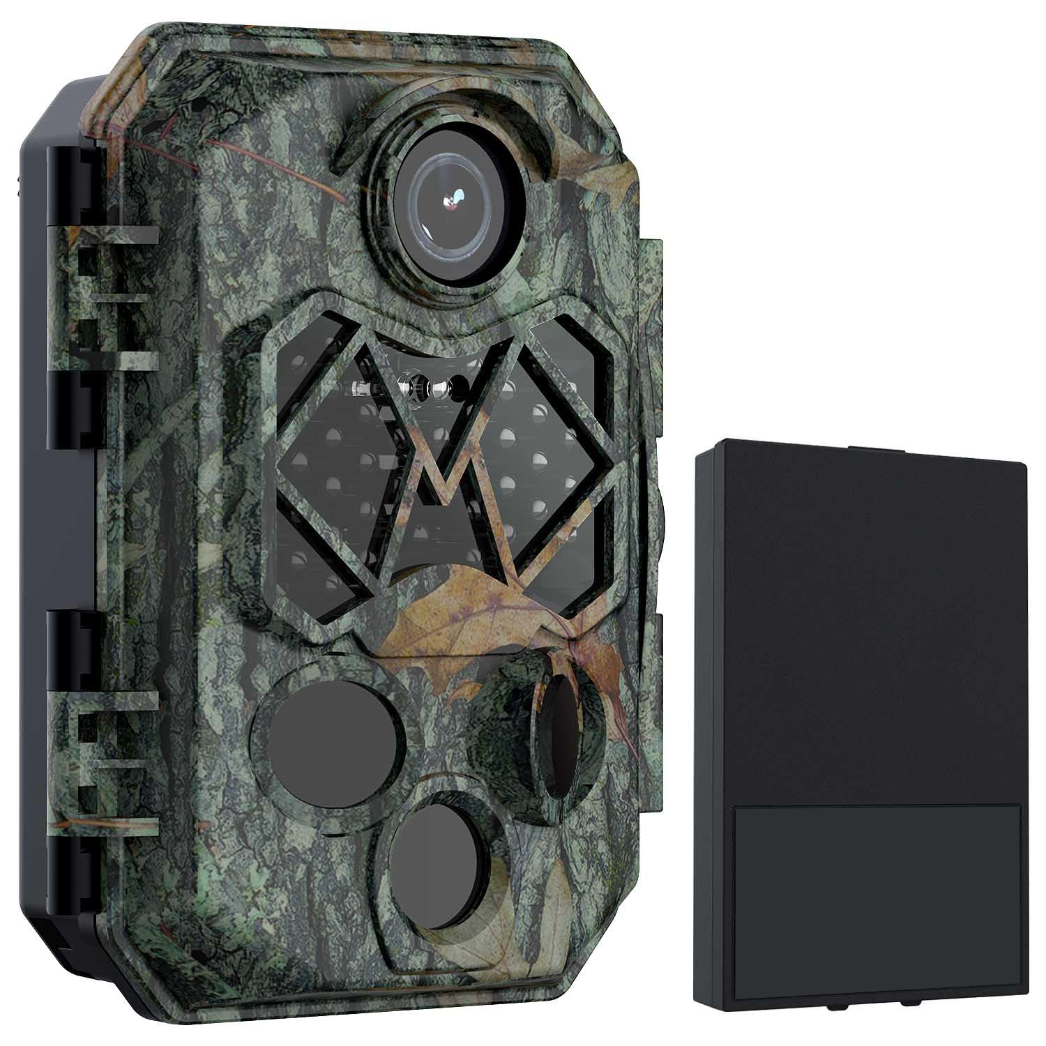 WiFi Trail Camera, 4K 64MP Solar Trail Camera with 10000mAh Rechargeable Battery Pack, IP66 Waterproof 120° Detection Angle 0.2s Trigger 940nm No Glow LED Wildlife