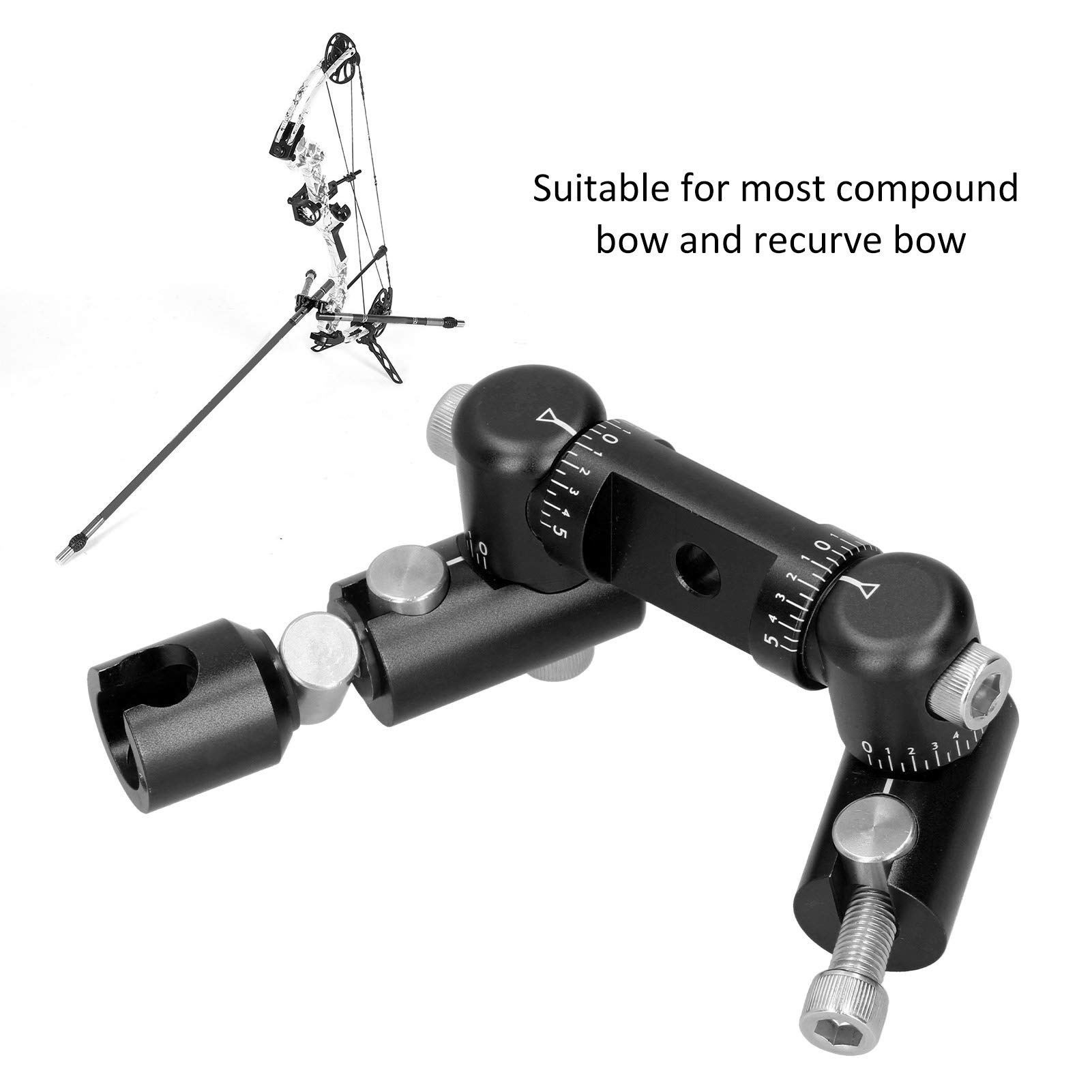 Tir à l'arc V‑Bar, outil de tir à montage à déconnexion rapide Arc en alliage d'aluminium Stabilisateur de barre en V Stabilisateur de barre en V double face pour arc à poulies pour arc(black)