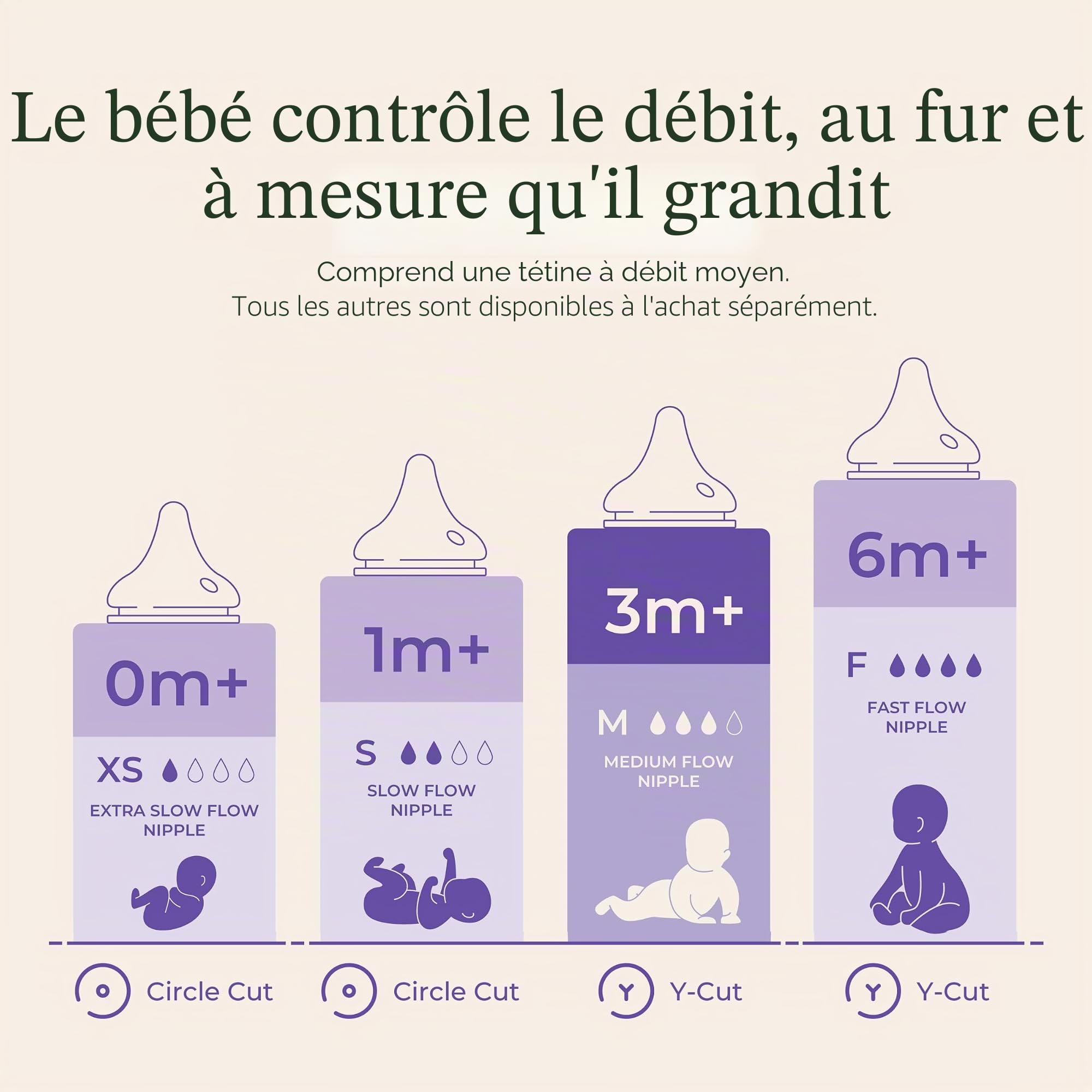 Lansinoh Lot de 4 biberons en verre anti-colique, 236,8 g, pour l'alimentation, essentiels pour bébé, comprend 4 tétines à débit moyen, taille M