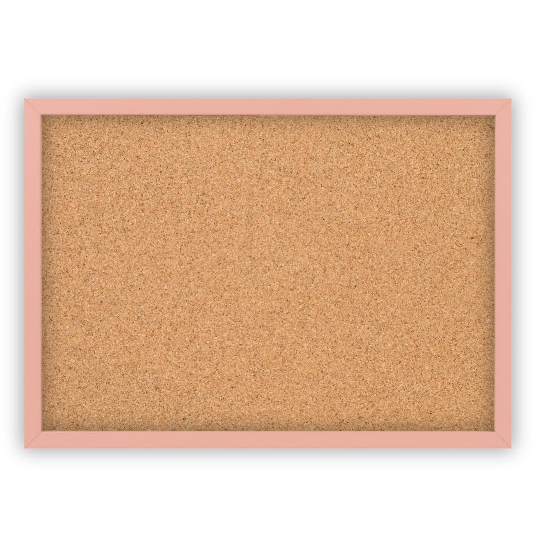 CLAMARO Cork Notice Board 40 x 30 cm, Pastel Pink MDF Frame