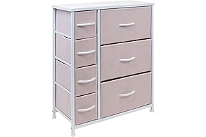 Pastel Pink 7-Drawer Dresser with Tie-Dye Fabric Bins