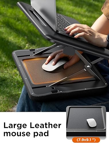 Miniatura 8 de SAIJI Escritorio de regazo ajustable en altura e inclinación, soporte portátil para computadora portátil para cama, automóvil, sofá y reclinable,