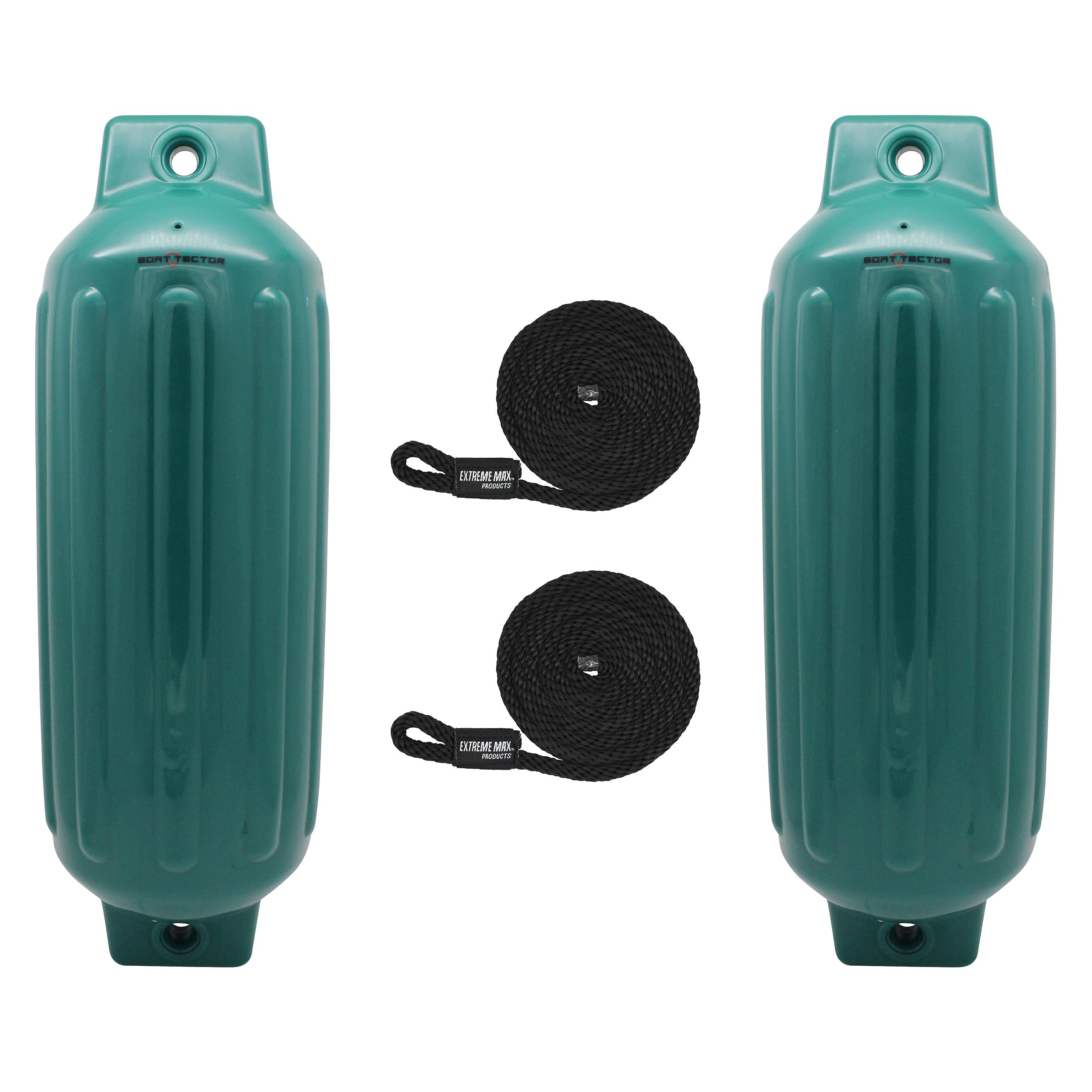 Photo 1 of Extreme Max 3006.7572 BoatTector Inflatable Fender Value 2-Pack - 8.5" x 27", Forest Green Forest Green 8.5" x 27" Value 2-Pack