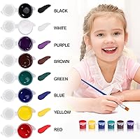 Vista 3 de Juego de pintura acrílica para niños, juego de 24 pinturas lavables en 8 colores, mini tiras de pintura acrílica con 24 pinceles de pintura, mini