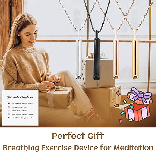 Miniatura 4 de YANCHUN Collar de alivio de la ansiedad, dispositivo de ejercicio de respiración para meditación, collar de respiración para aliviar el estrés,
