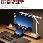 Honeywell LED Desk Lamp with Base - HJ1WT Sunturalux Eye-Caring Architect Desk Lamp for Home Office, 1200LM Computer Desk Light 4 Color Modes Stepless Dimming Task Desk Light with Timer White