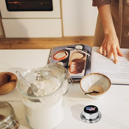 Miniatura 4 de Mapa de la bandera de Estados Unidos Temporizador de cuerda Temporizador de acero inoxidable alarma giratoria mecánica para cocinar aprendizaje