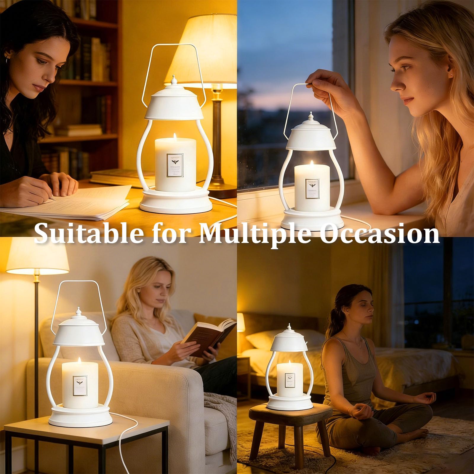 Scalda-candela, temperatura regolabile con 2 lampadine (50 W) per camera da letto, soggiorno, studio, decorazione (bianco, 15,2 x 30,5 cm)