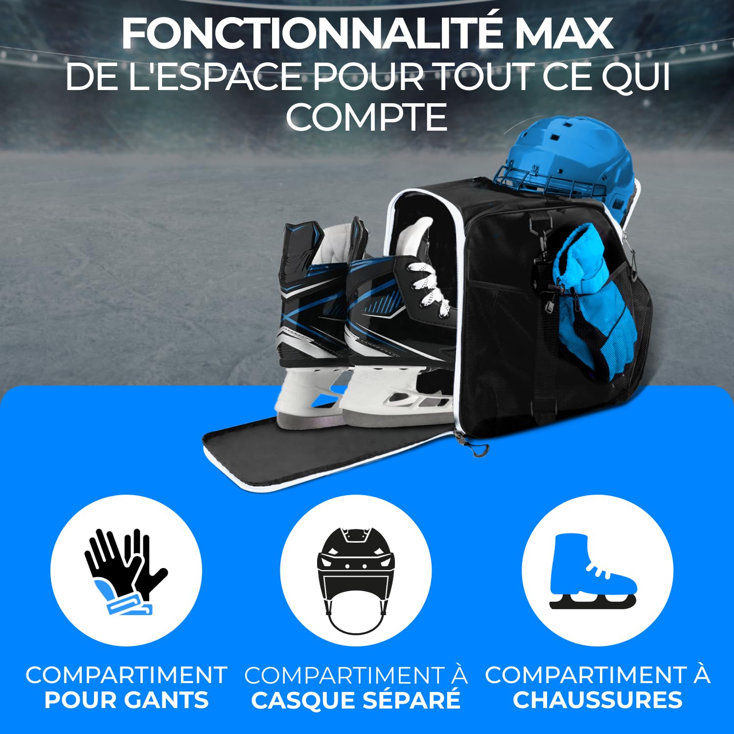 STYNGARD Sac à Patin pour Femmes et Hommes - Sac à roulettes pour Patins à Glace et Rollers Sac en matériau Robuste - Modèle Ottawa