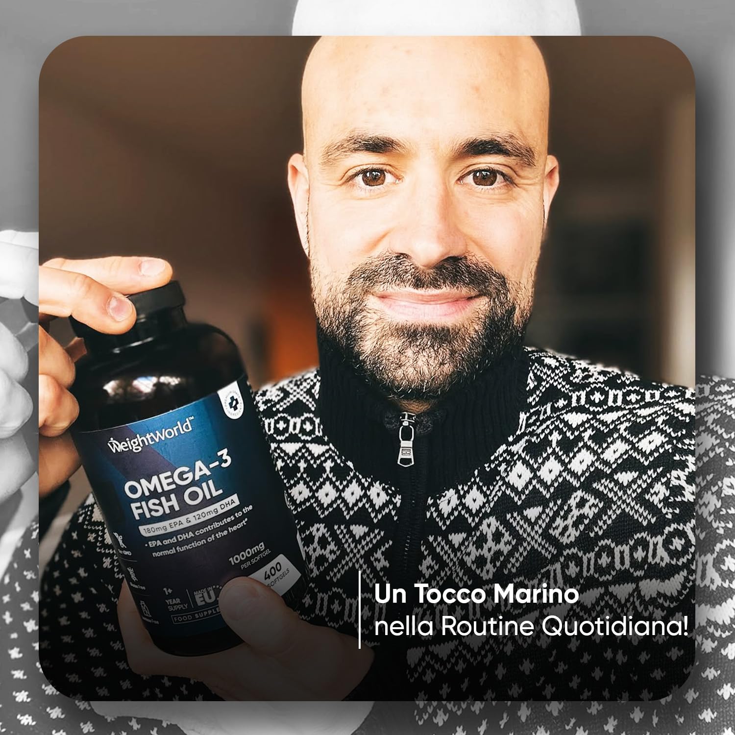 Omega 3 Olio di Pesce, 400 Softgel, (Fornitura 1+ Anno), 1 Softgel al Giorno, Omega3 Fonte di Acidi Grassi Essenziali, EPA e DHA Contribuiscono alla Normale Funzione del Cuore (EFSA), Fish Oil 1000mg