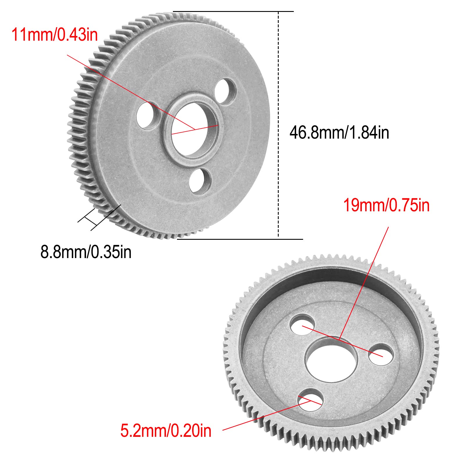 48P 76T 83T 86T 90T Spur Gear Stirnrad Für Traxxas Slash 2WD Rustler
