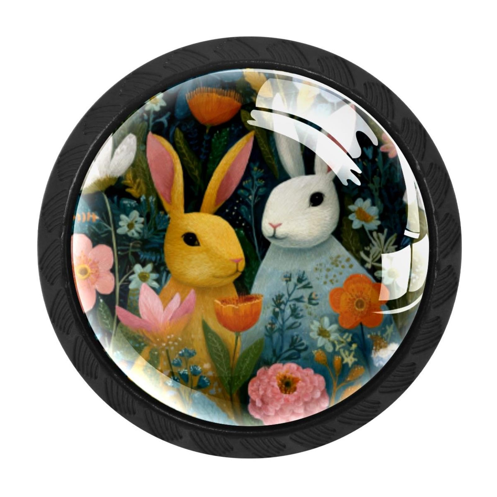 Chenzzzz Multicolored 13 4 Pieces Easter Rabbits Floral (20) Kitchen Cabinet Knobs Drawer Knobs Dresser Knobs Black Knobs Drawer Pulls Dresser Drawer Handles Knobs For Dresser Drawers