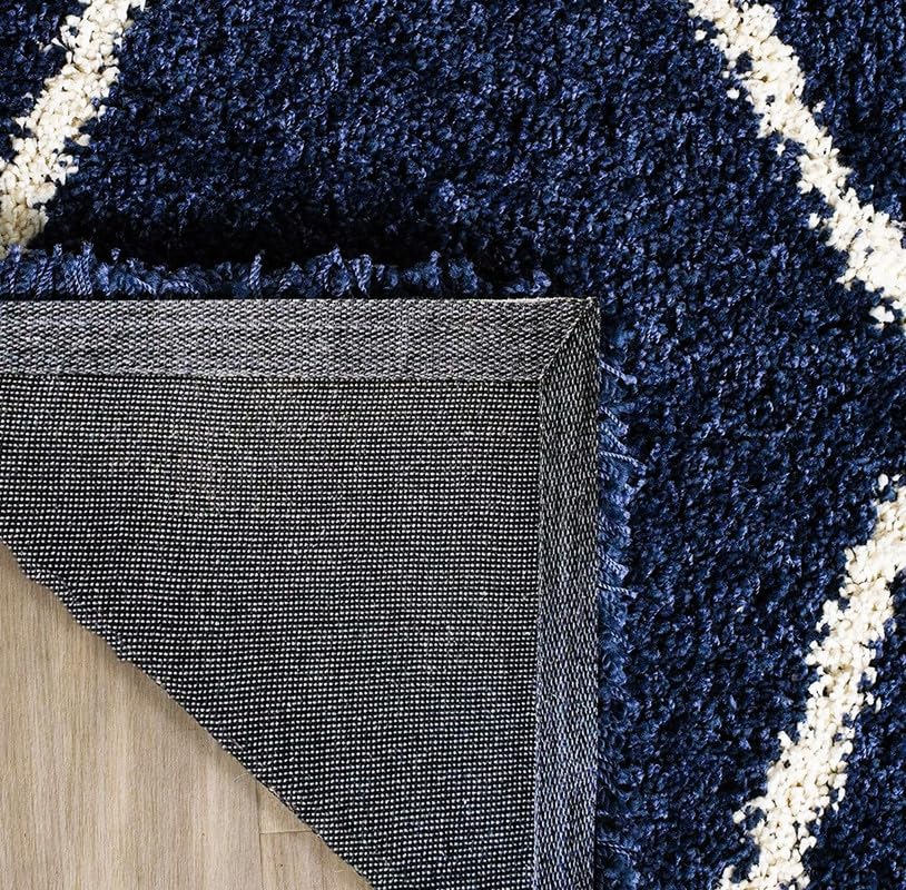 Image of Polyester Fluffy Fur Rugs & Modern Shaggy Floor Carpets for Living Room,Sofa Area,Hall,Kids Room,Guest Room | Elegent Bedside Runners for Besdroom(5X8 Feet Blue Mandir)