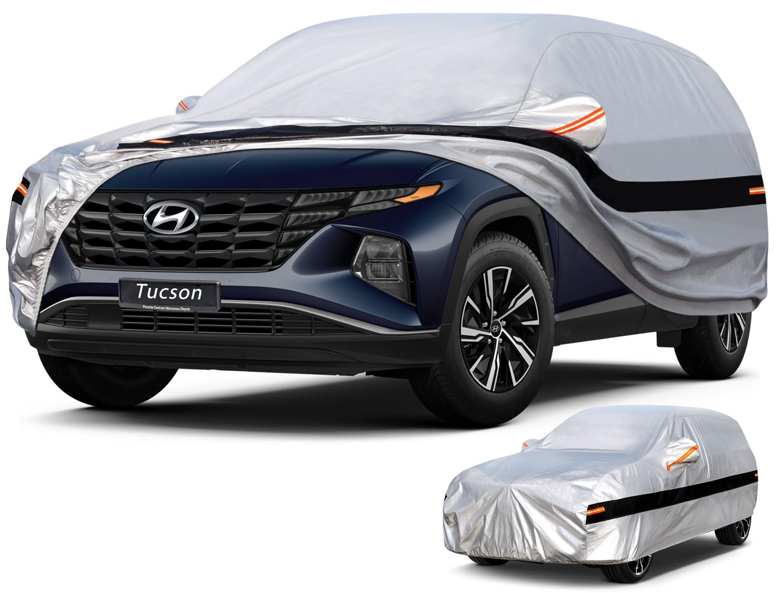10 Layers SUV Car Cover Custom Fit for Hyundai Tucson (2004-2026) Waterproof All Weather for Automobiles, Outdoor Full Cover Rain Sun UV Protection.Silver