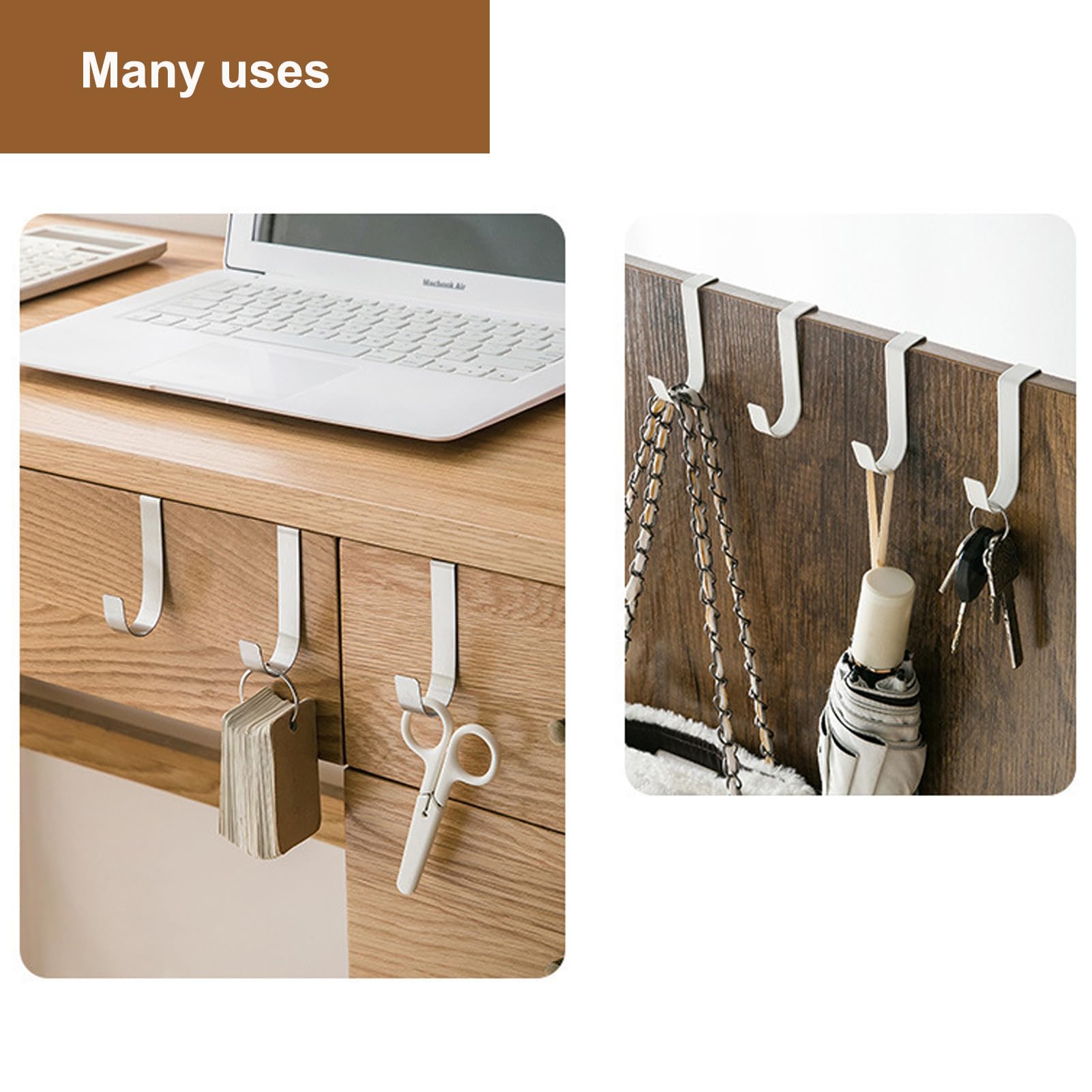Ganci Sopra La Porta, 5 Pezzi Ganci Per Mobili e Armadi, Bianco,Ganci Organizer Pesanti Per Soggiorno, Bagno, Cucina, Asciugamani, Vestiti, Cappelli, Cappotti, Borse