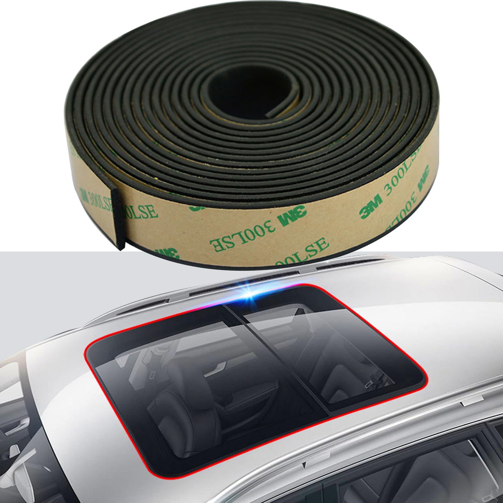 Pincuttee 1Pack Sunroof Seal, Weather Stripping, Windshield Seal, Adhesive for Car/Truck/SUV (7M,23FT)