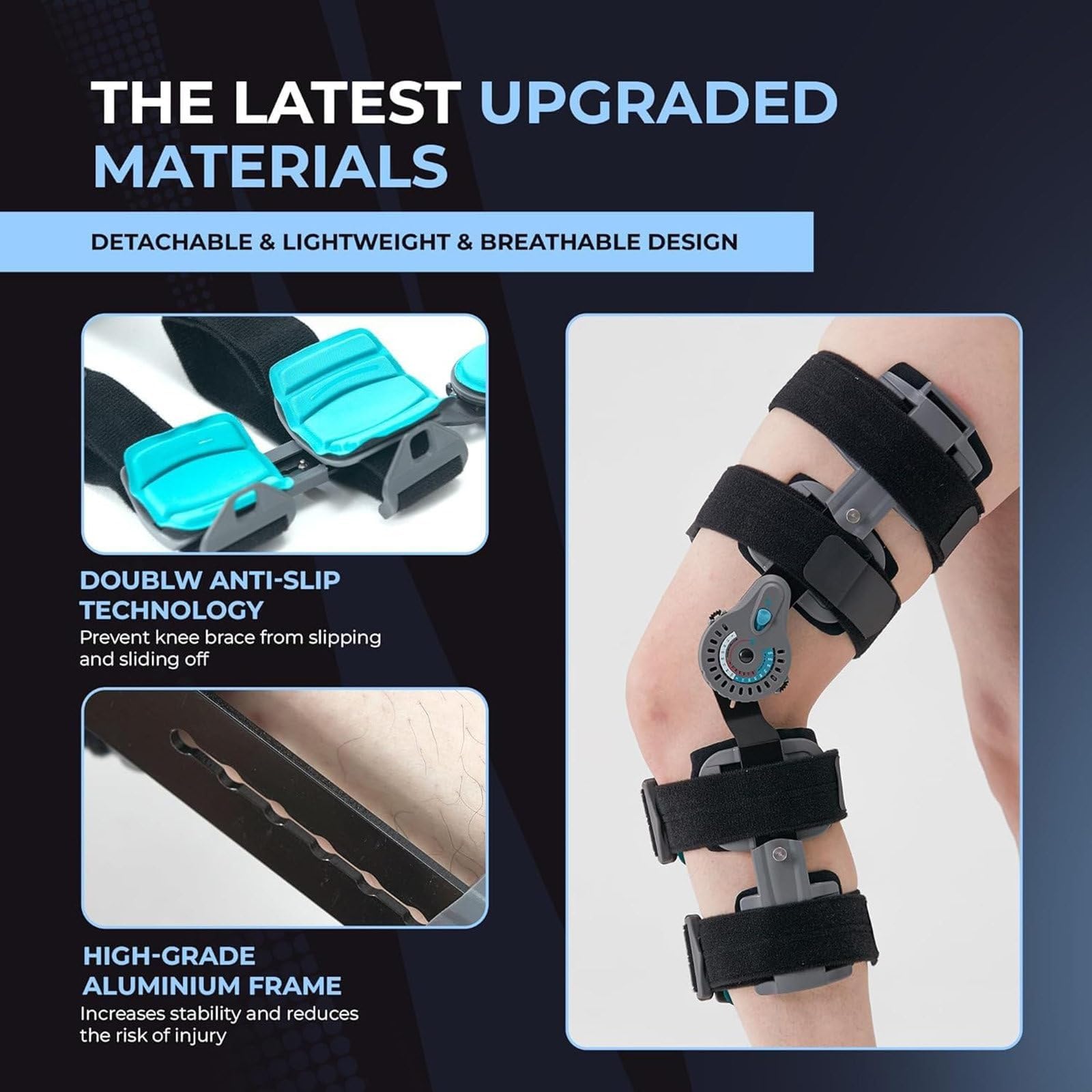 Rodillera Articulada - Estabilizador De Pierna Postoperatorio Con Rango De Movimiento Ajustable (0-120°), Longitud Extensible De 48-61cm Para Soporte Y Recuperación Ortopédica