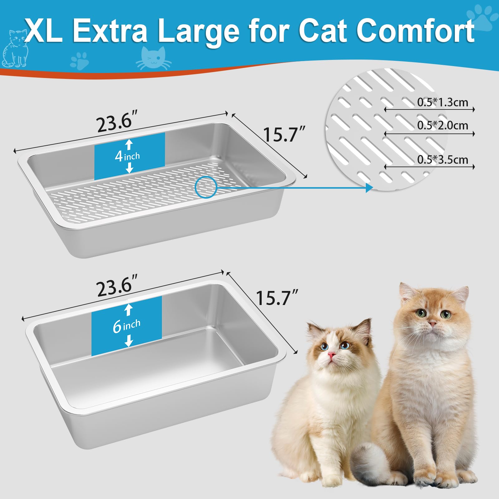 Paletta Per Lettiera Gatti In Acciaio Inox - Setaccio Resistente Per Pulizia Sabbia - Foto 10