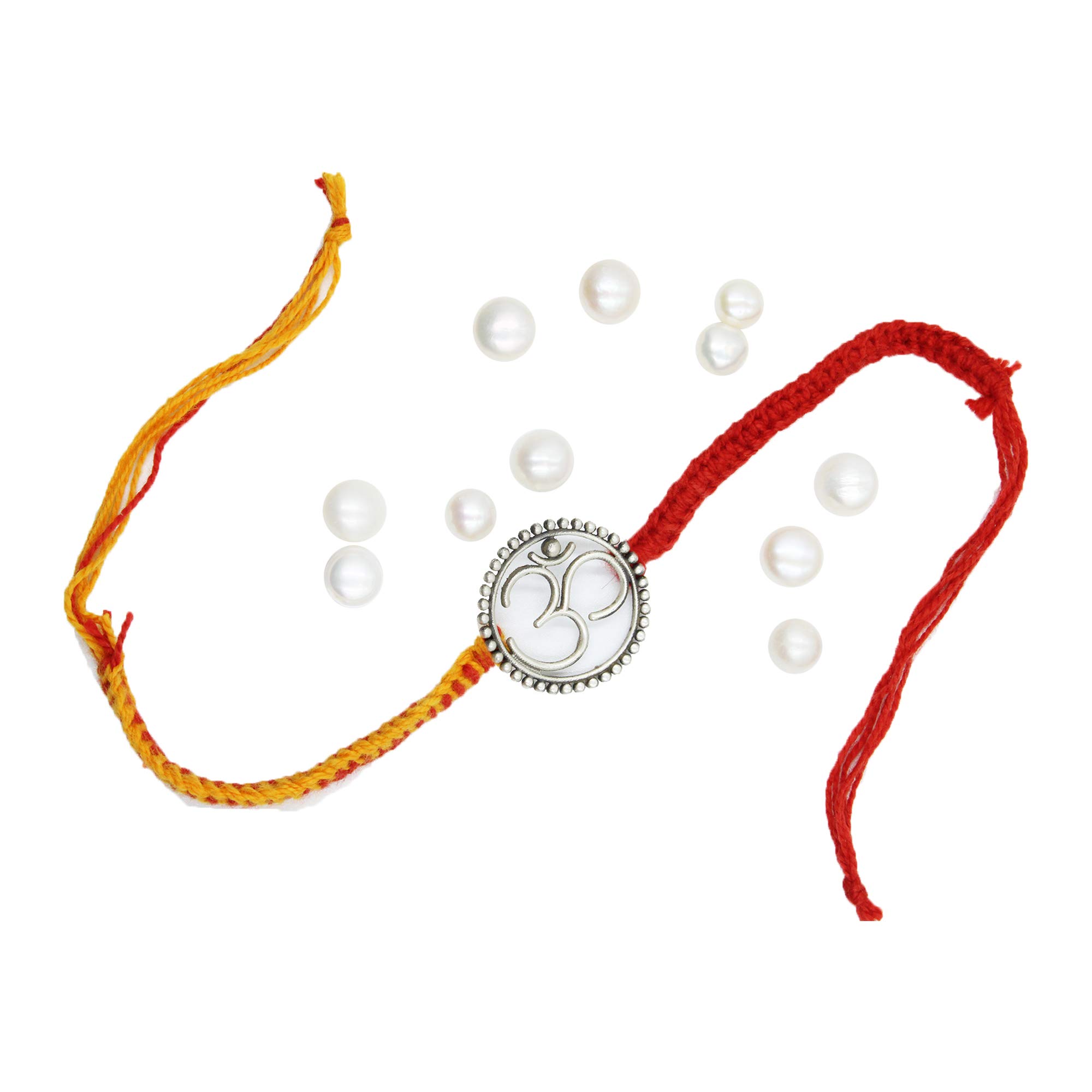 NUZZRII Rakhi 925 Sterling Silver Rakhi for brother Charm Bracelet Raksha Bandhan With Pure Cotton Thread For Men, Boys, Kids Rakhis By Shubham Jewellers Rehti