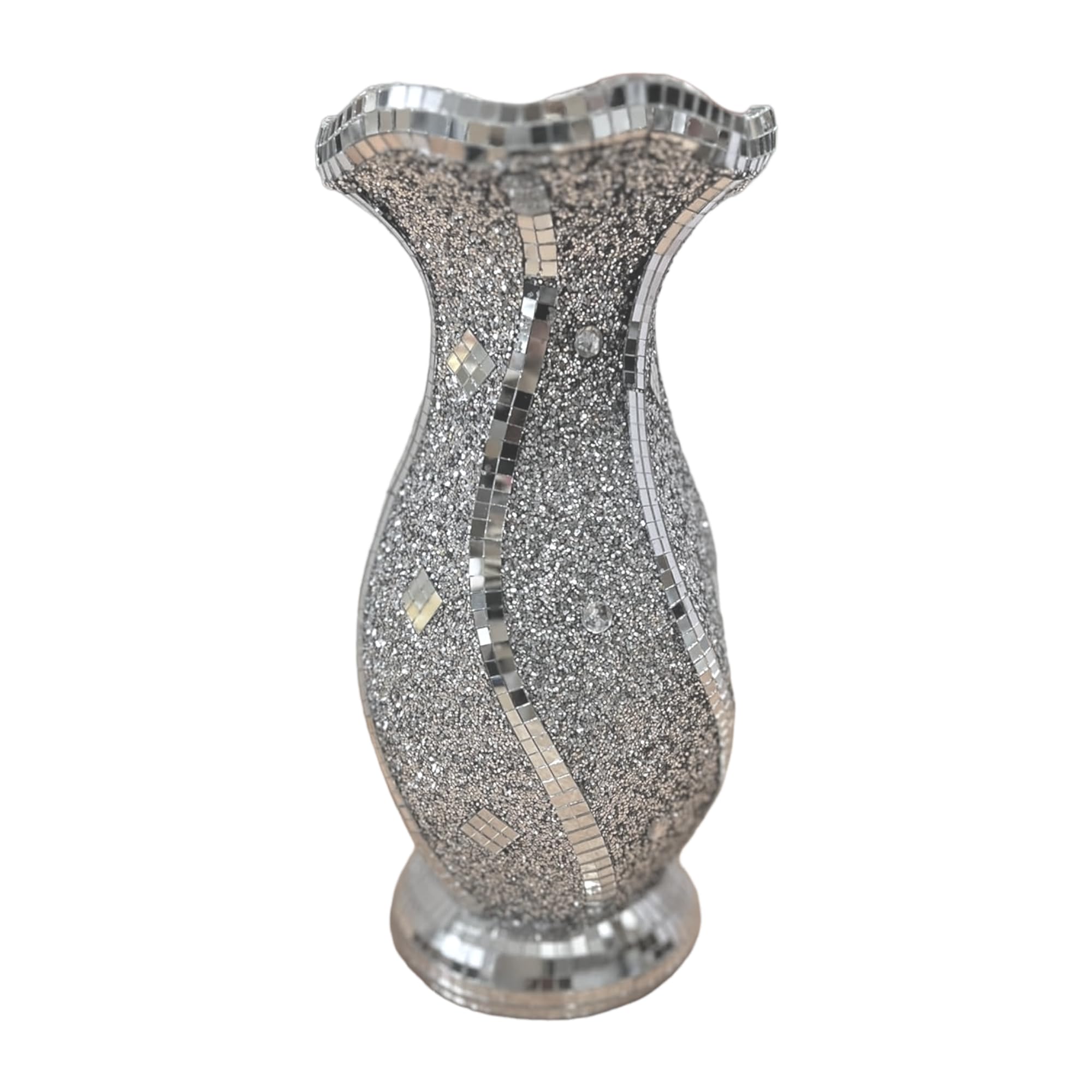 Jayogla Silver Crushed Diamond Glitter Display Flower Vase, Pot With Floral Design Luxury Home Decoration Appearance Is Easy To Attract Beautiful Decorative (Gourd Shaped Vase)