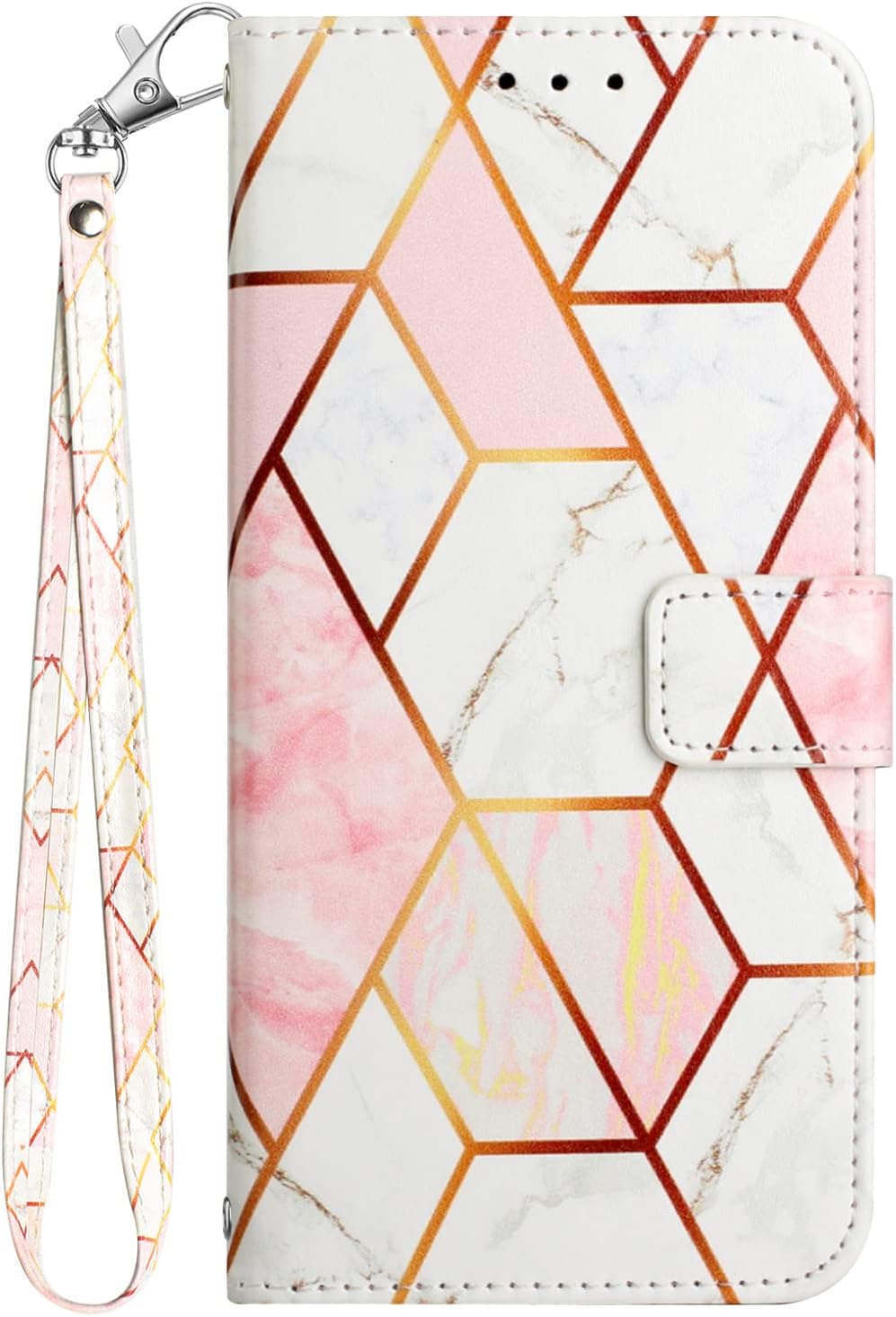 for CMF Phone 2 Pro Case Marble Shockproof Leather Flip Folio Book Wallet Cases with Card Holder Stand Magnetic Silicone Bumper Phone Cover, Rose Gold