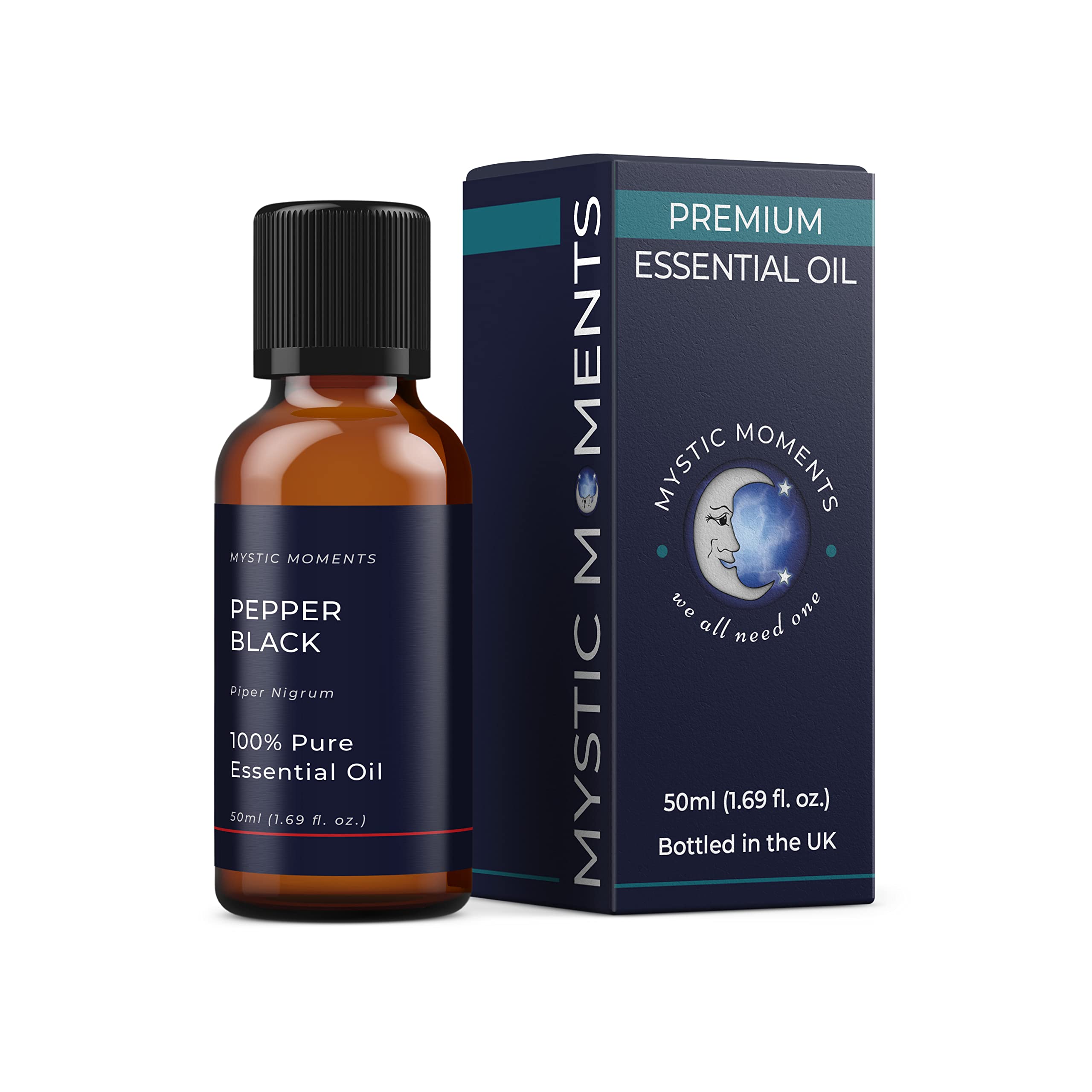 Mystic Moments | Black Pepper Essential Oil (Piper nigrum) 50ml | Warm Spicy Woody Aroma for Energising Aromatherapy & Diffuser Blends | Vegan & Natural