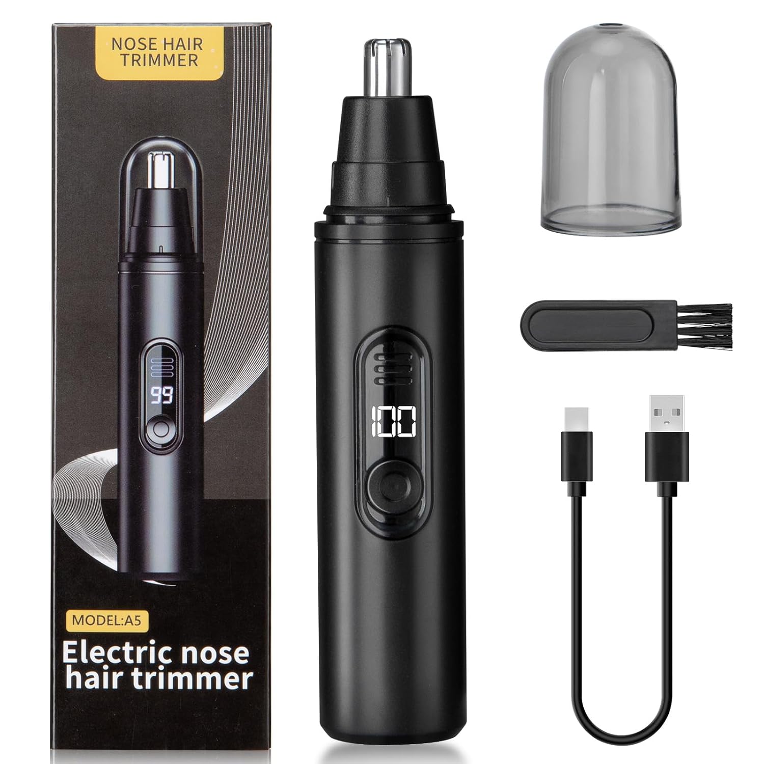 SUERBEATY Nose Hair Trimmer for Men Rechargeable Electric Nose and Ear Hair Trimmer Professional Nose Clipper LED Display