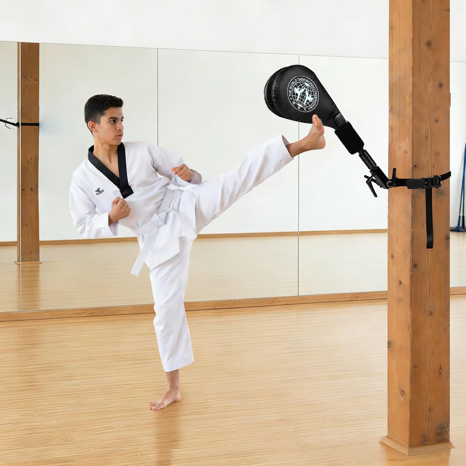 Taekwondo Kick Pad Target, Kicking Pads with Mounting Bracket for Martial Arts Training Tae Kwon Do Karate Kickboxing, Hands-Free