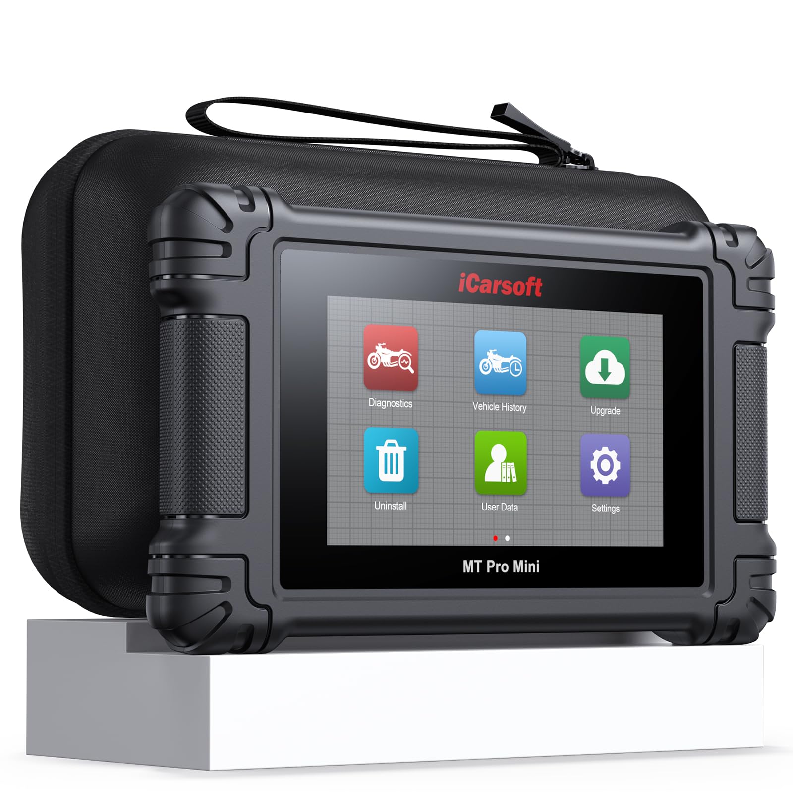 iCarsoft MT Pro Mini Motorrad Diagnosegerät für 21 Marken, OBD2 Diagnosegerät mit Alle Servicefunktionen, Komplettsystem Auslesegerät, Bidirektionaler Test, AutoVIN, Batterietest, Lebenslanges Update
