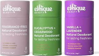 Ethique Beauty Deodorant Set for Men & Women – Eucalyptus & Cedarwood Deodorant Stick + Vanilla & Lavender Deodorant Stick + Minimalist Unscented Dedorant Stick – Aluminum-Free, Plastic-Free, Vegan, C