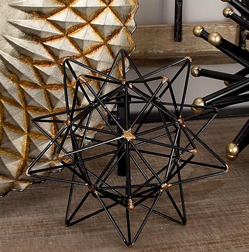 Miniatura 5 de Deco 79 Metal Geometric Decorative Sculpture Home Decor Statue with Gold Accents, Accent Figurine 7" x 7" x 7", Black
