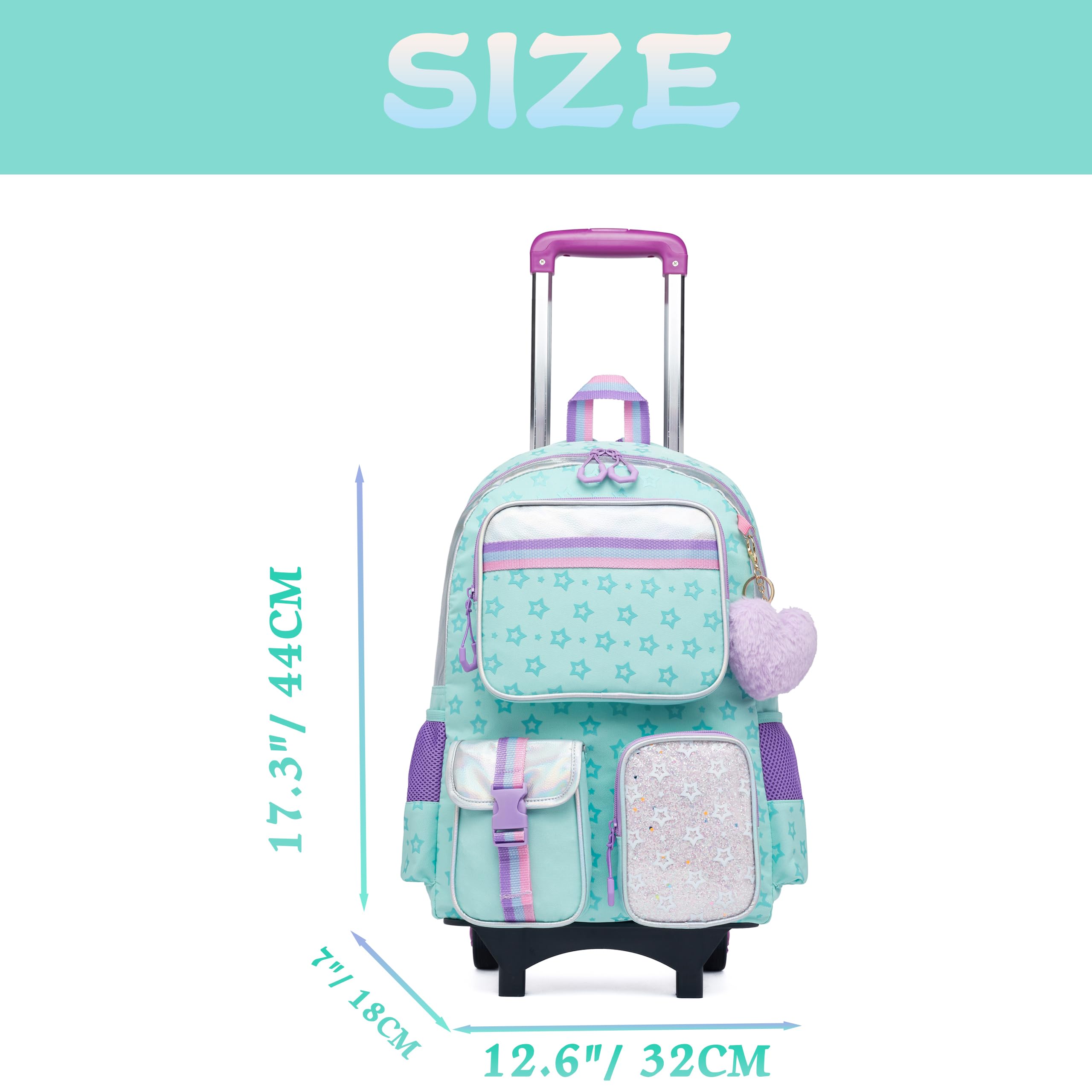 HTgroce Cartable A Roulette Fille Primaire, Sac a Dos Roulette Fille Cartable a Roulette Fille Enfants Qui Vont à l'école et Qui Voyagent CP,CE1,CE2,CM1