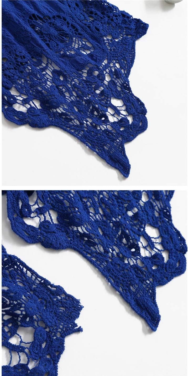 Flygo Women's Open Front Cotton Crochet Lace Boho Hippie Butterfly Vest Cardigan Coverup Sleeveless Irregular Hem - Image 6