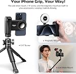ULANZI Magnetic Phone Grip Selfie Phone Tripod Mount MA35, 2-in-1 Magnetic Phone Clip Camera Grip Handle with Detachable Remote Shutter with Cold Shoe Adapter for iPhone Smartphone Video Shooting