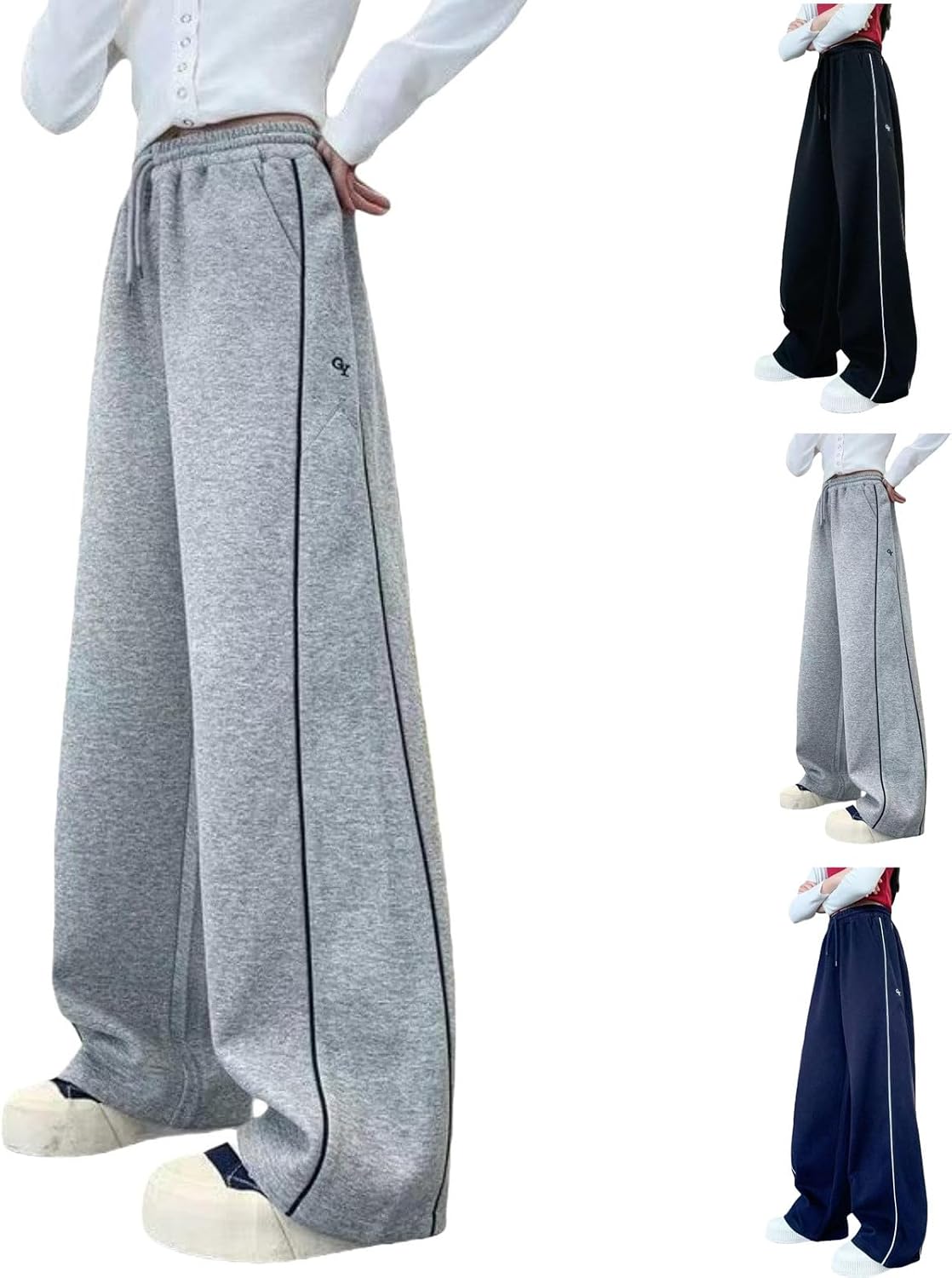 Girls Sweatpants Wide Leg Baggy Track Pants High Waisted Barrel Sweatpants Casual Workout Athletic Pants with Pockets