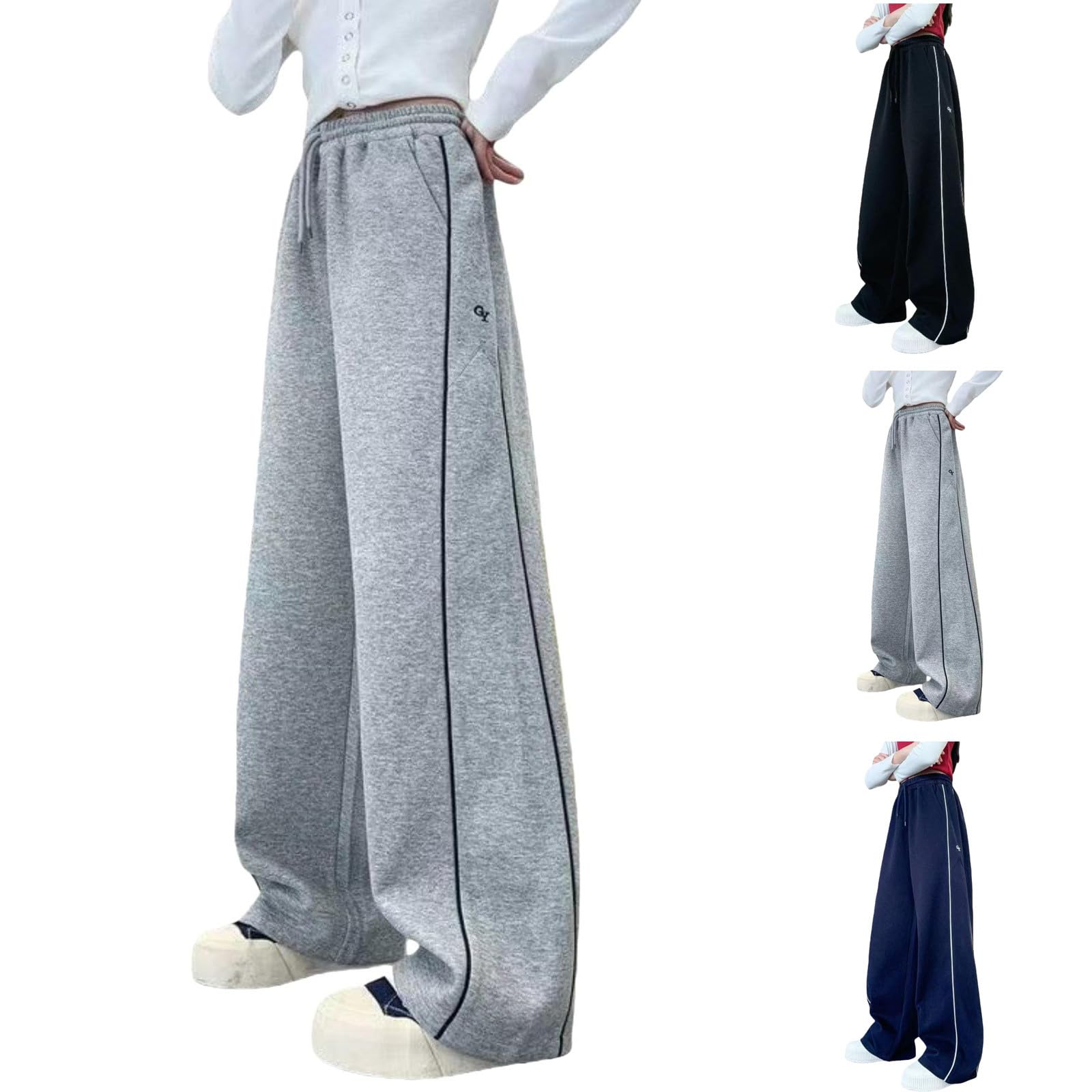 Generico Bambini Pantaloni A Gamba Larga Ragazze Pantalone Larghi da Jogging della Tuta Casual Pantaloni per Adolescenti Atletici Sportivi Pantalone per Bambino 5-16 Anni