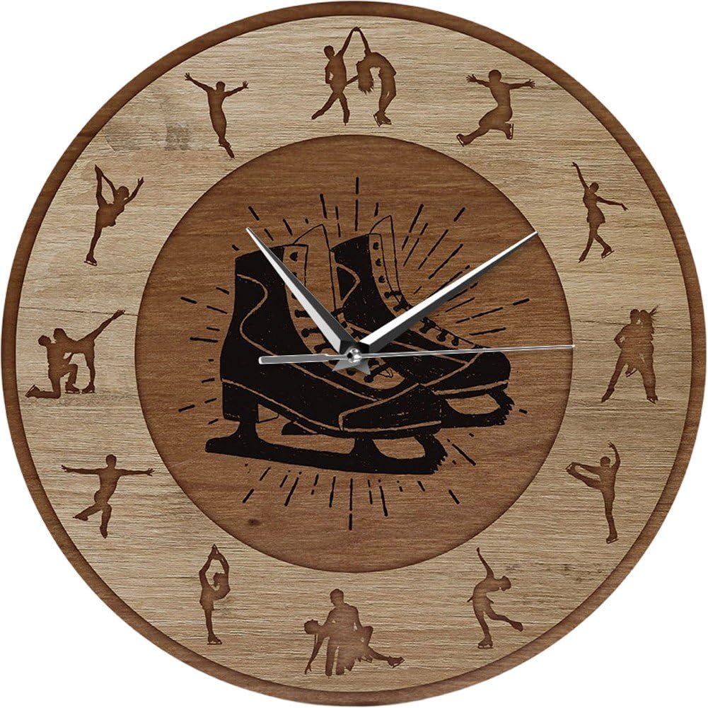 Horloge Murale 12" Silencieuse - Pendule Moderne Sports sur Glace pour Chambre et Bureau