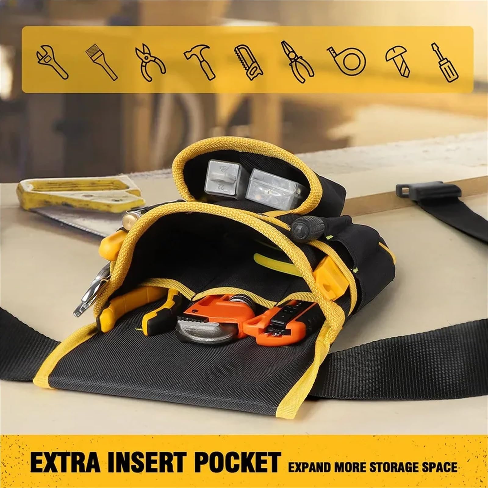 Juego de bolsas herramientas tela Oxford con cinturón magnético, soporte for martillo, bolsa for succión uñas, organizador, electricista y carpintero Para Carpintero Constructor