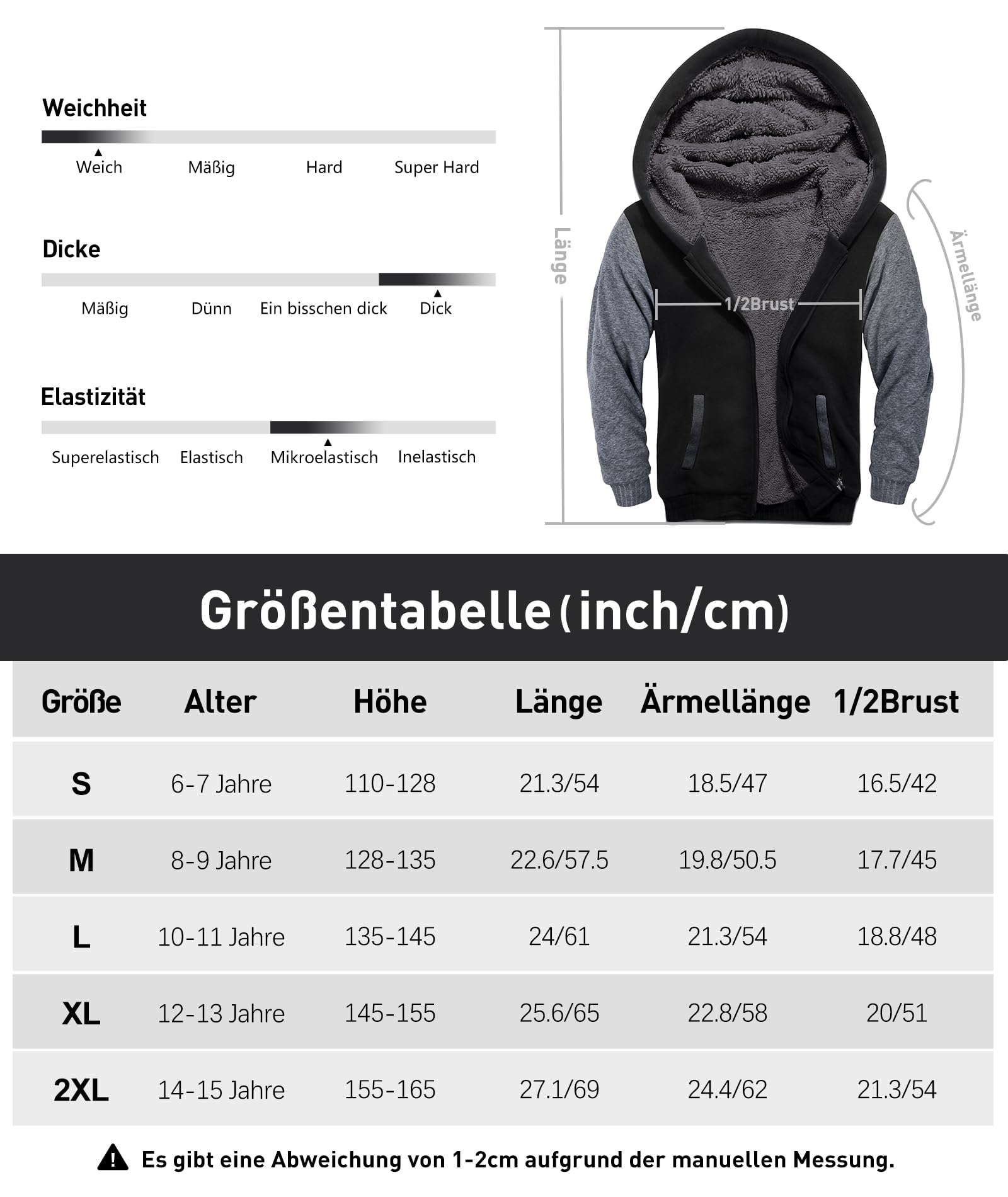 SwissWell Veste Polaire Garçon Sweat à Capuche Enfants avec Zippé Hoodie Chaud Ourdoor Veste d'hiver Manches Longues Sport Sweatshirt Automne Hooded